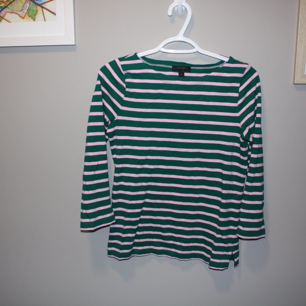 XS Pink and Green J Crew Top